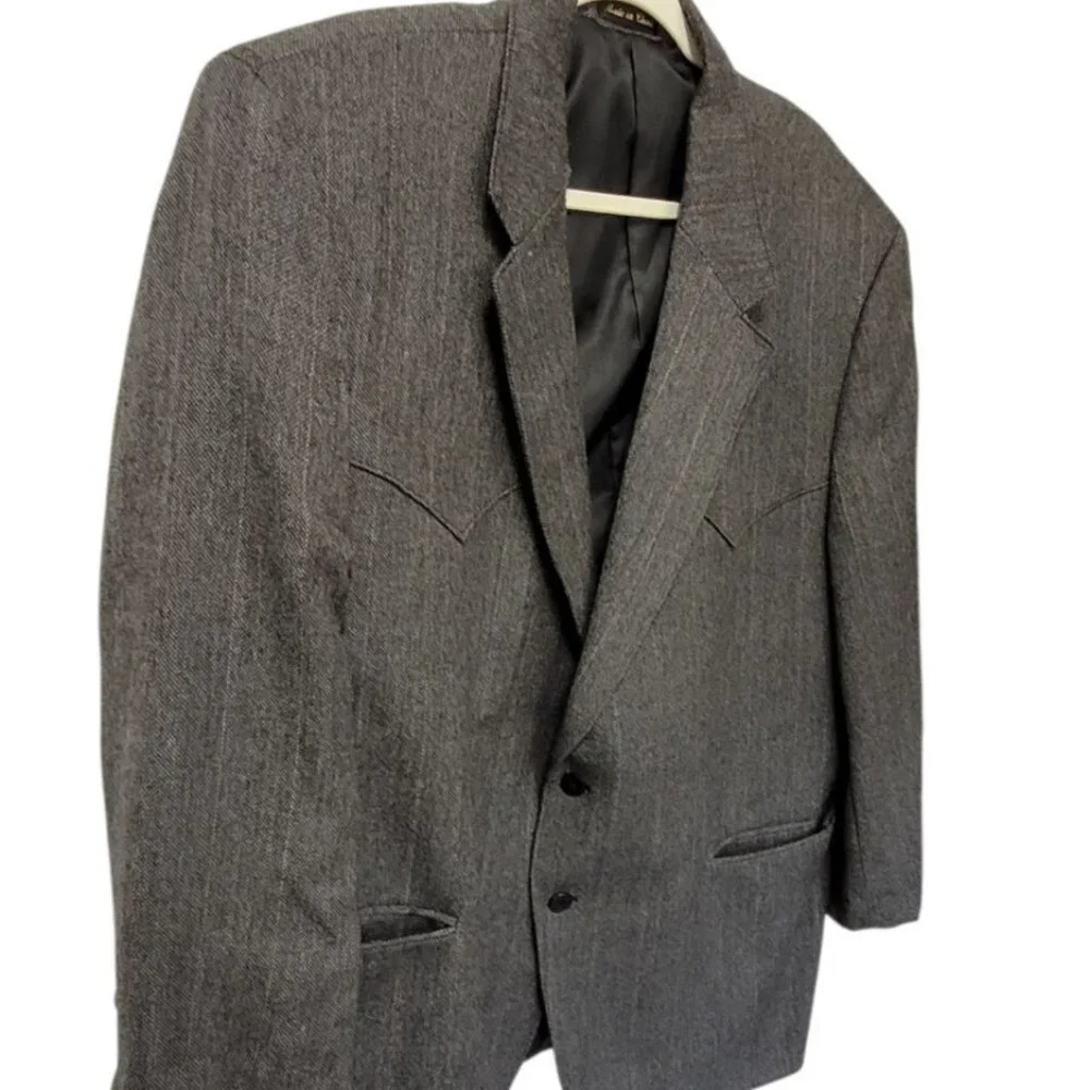 Circle S 50R Black‎ Tweed Western Wear Men's Blazer Sport Coat Suit Jacket